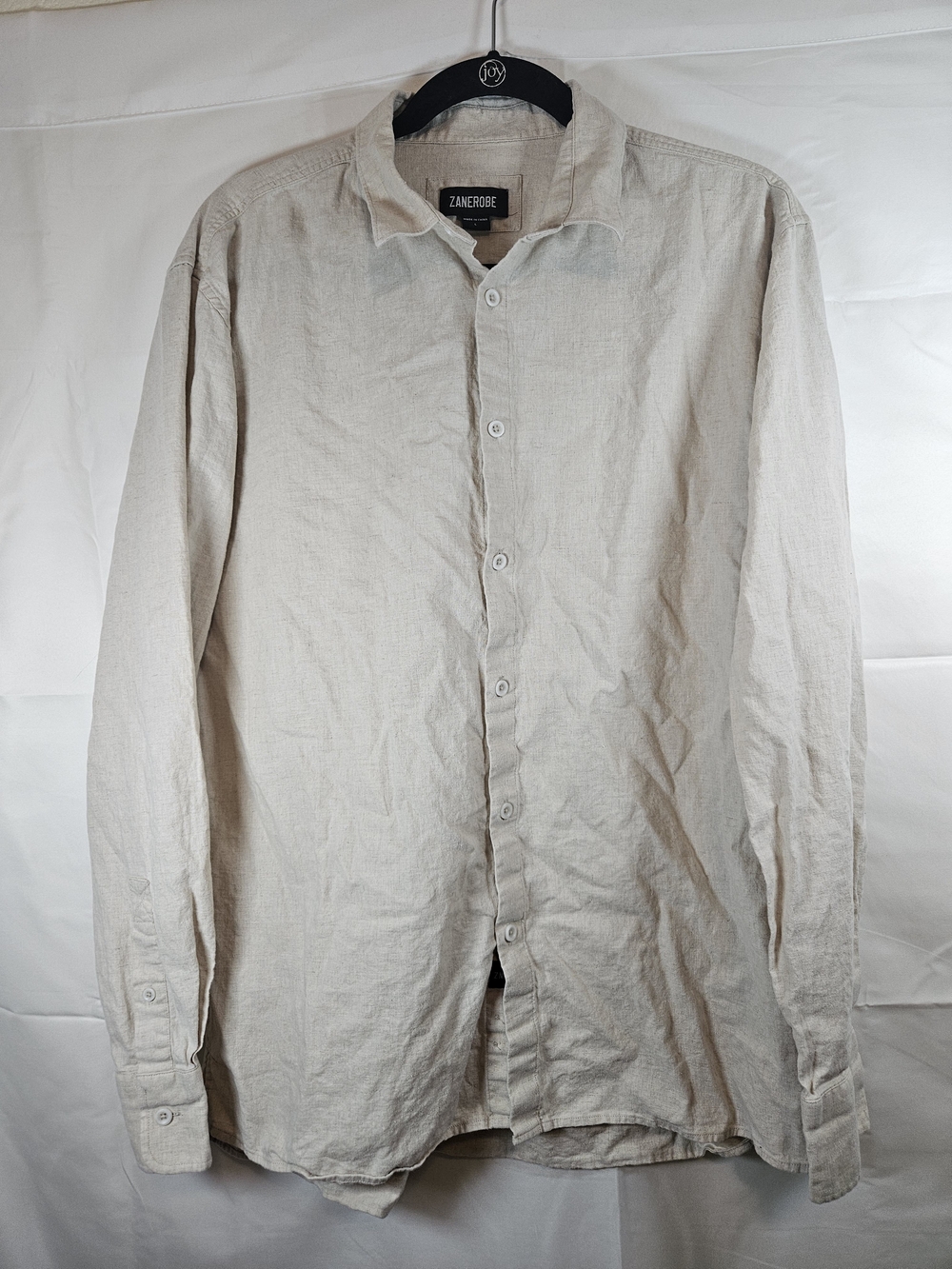 Zanerobe Men's Linen/Cotton Button-Down Shirt in Cream/Tan